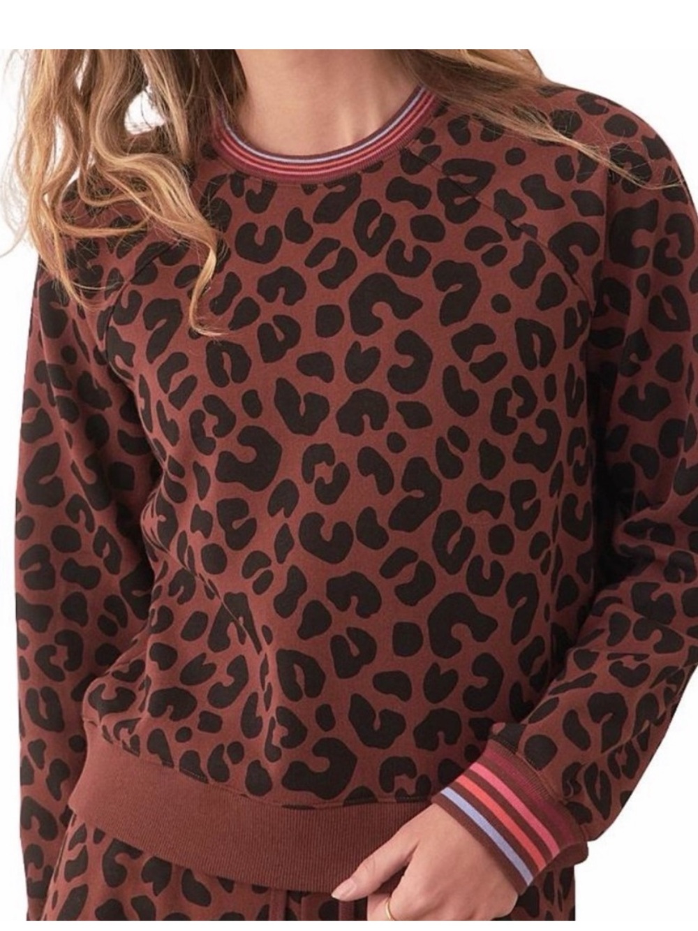 Marine Layer Anytime Sweatshirt Leopard Print size Medium